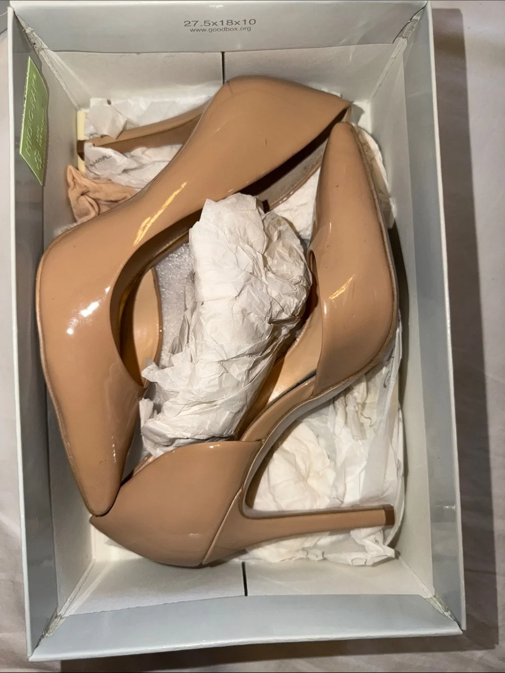 Jessica Simpson Nude Patent Pointed Toe Pumps - Blush Beige